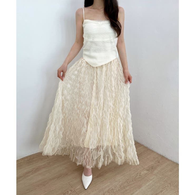 クリームウェーブシフォンマキシスカート | by muni:r | 詳細画像8 