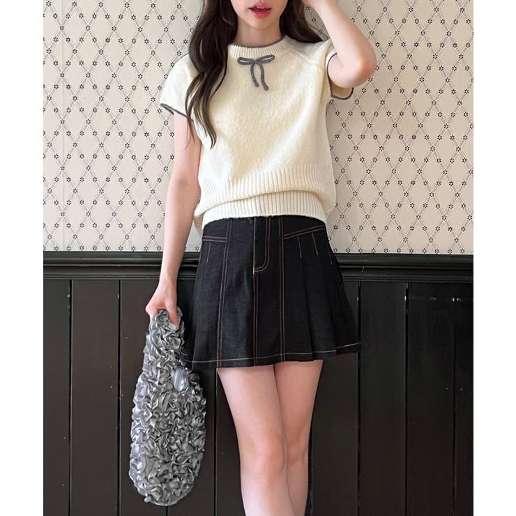 デニムプリーツミニスカート/2025 AW COLLECTION | by muni:r | 詳細画像1 