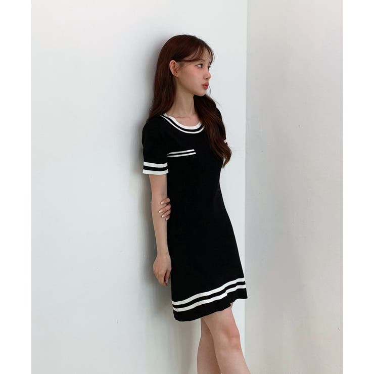 【着用動画あり・2色展開】モダン配色ニットワンピース | by muni:r | 詳細画像11 