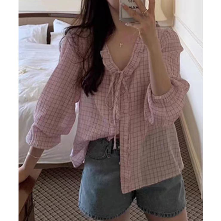 チェックラッフルブラウス/2025 AW COLLECTION | by muni:r | 詳細画像15 