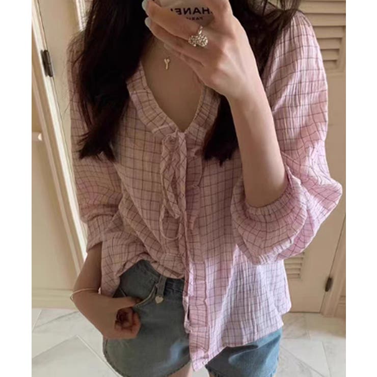 チェックラッフルブラウス/2025 AW COLLECTION | by muni:r | 詳細画像16 