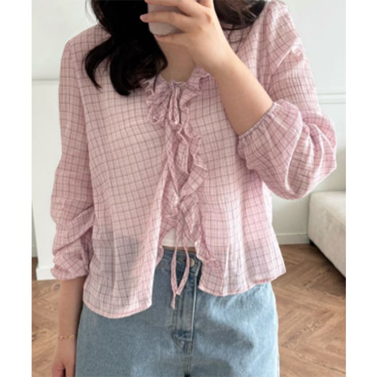 チェックラッフルブラウス/2025 AW COLLECTION | by muni:r | 詳細画像17 