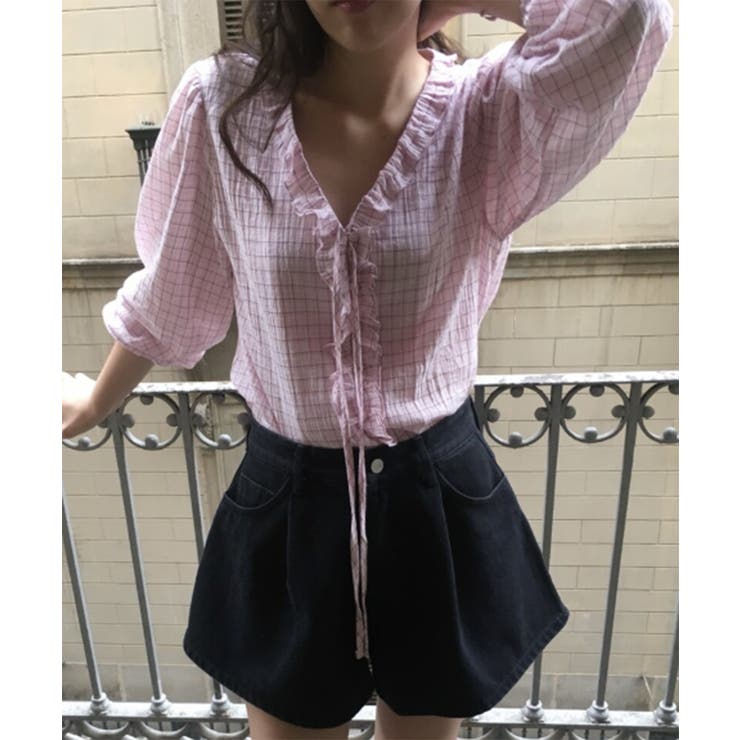 チェックラッフルブラウス/2025 AW COLLECTION | by muni:r | 詳細画像18 