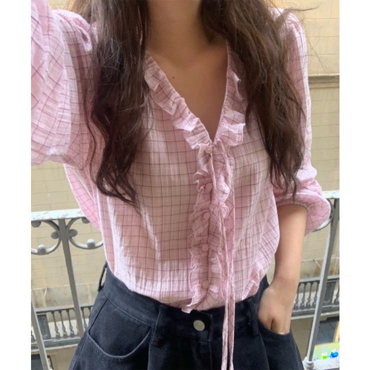 チェックラッフルブラウス/2025 AW COLLECTION | by muni:r | 詳細画像20 