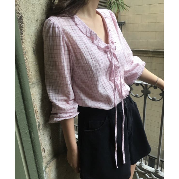 チェックラッフルブラウス/2025 AW COLLECTION | by muni:r | 詳細画像22 