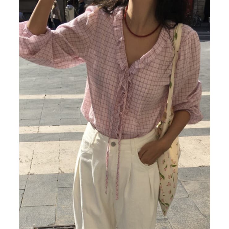 チェックラッフルブラウス/2025 AW COLLECTION | by muni:r | 詳細画像23 