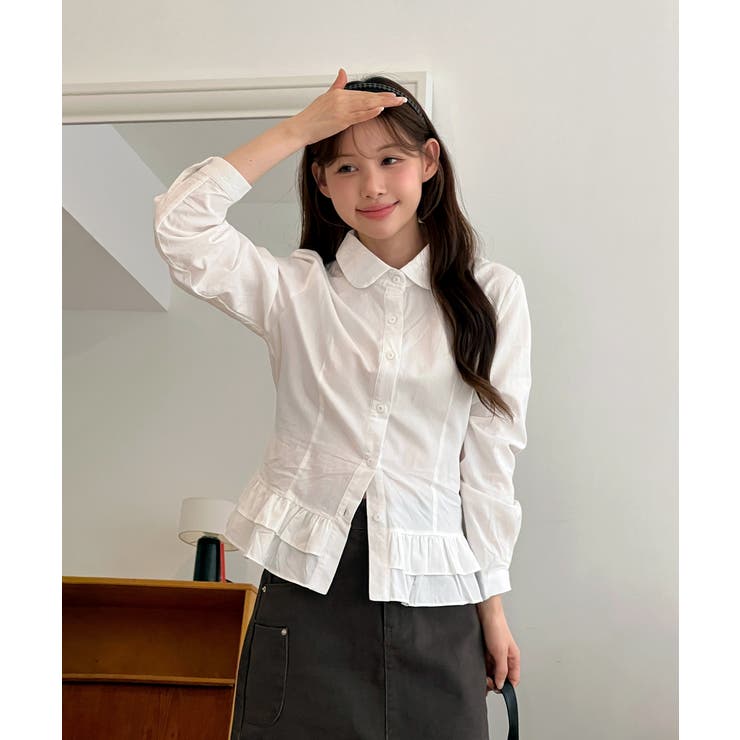 リルヘムコットンシャツブラウス/2025 AW COLLECTION | by muni:r | 詳細画像1 