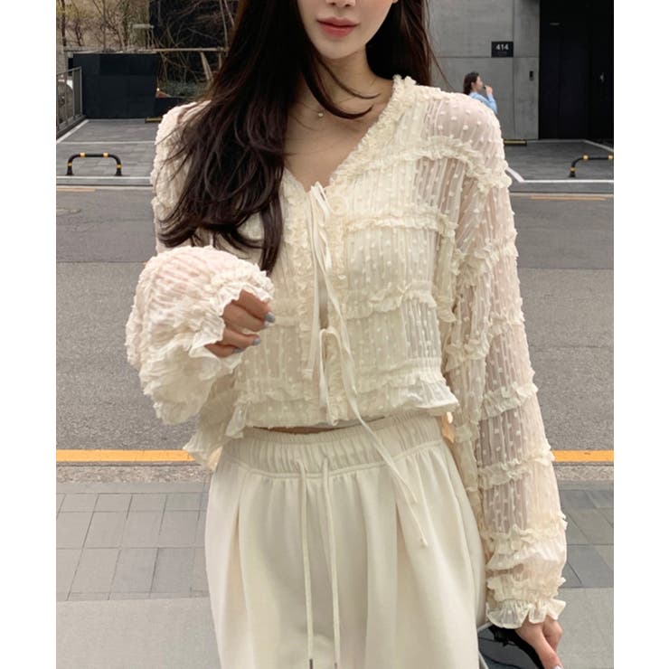 クリームシフォンストリングブラウス/2025 AW COLLECTION | by muni:r | 詳細画像2 