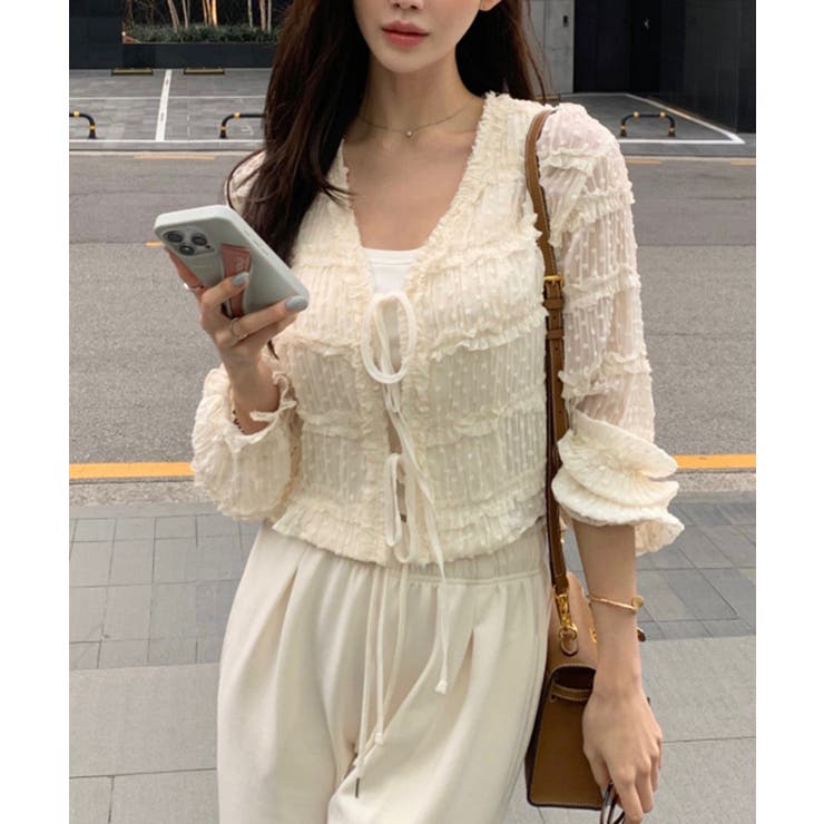 クリームシフォンストリングブラウス/2025 AW COLLECTION | by muni:r | 詳細画像3 