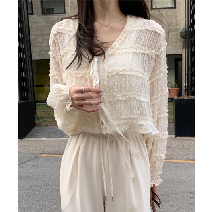 クリームシフォンストリングブラウス/2025 AW COLLECTION | by muni:r | 詳細画像5 