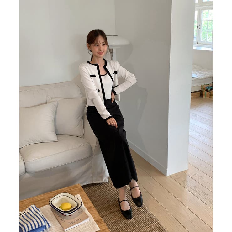 【着用動画あり 3色展開】配色クロップド ニットカーディガン | by muni:r | 詳細画像18 