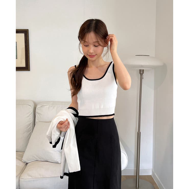 【着用動画あり 3色展開】配色クロップド ニットカーディガン | by muni:r | 詳細画像21 