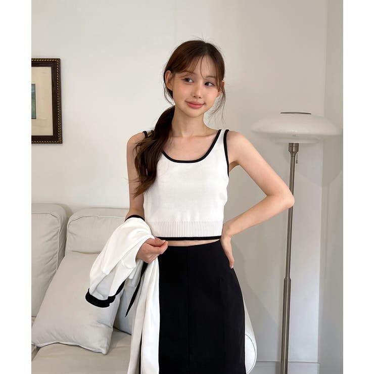 【着用動画あり 3色展開】配色クロップド ニットカーディガン | by muni:r | 詳細画像22 