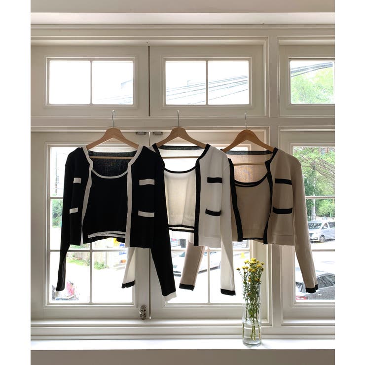 【着用動画あり 3色展開】配色クロップド ニットカーディガン | by muni:r | 詳細画像35 