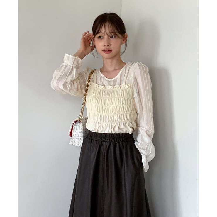 ebure エブール　ライトビスリネンボウタイ付ビスチェ　25今期　ブラウス ebure エブール ライトビスリネンボウタイ付ビスチェ 25今期 ブラウス