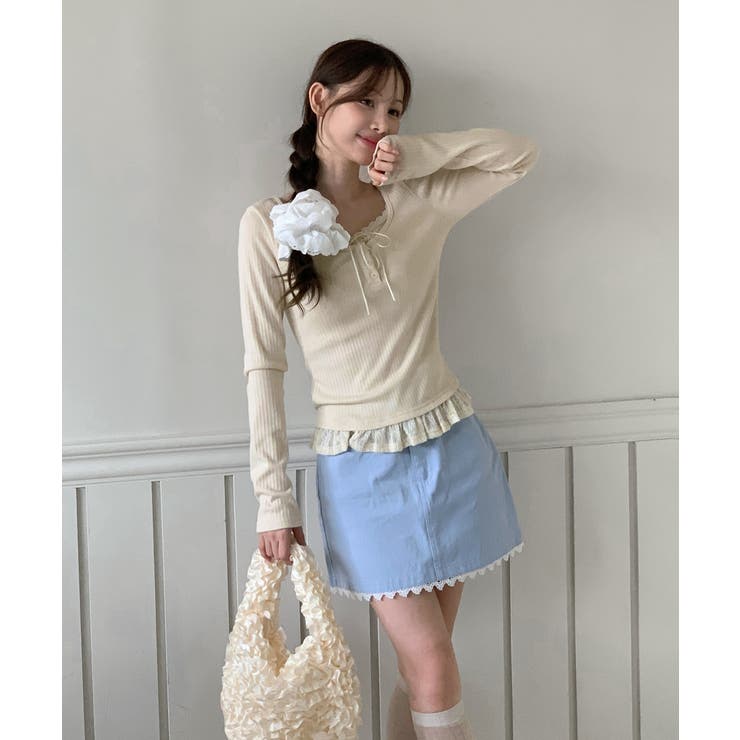 レースリボンストラップトップス/2025 AW COLLECTION | by muni:r | 詳細画像9 