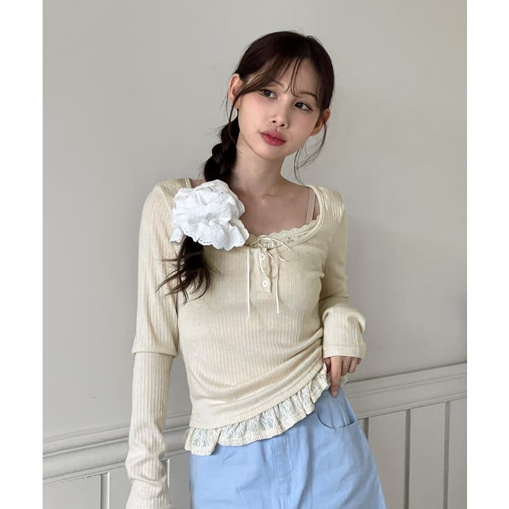 レースリボンストラップトップス/2025 AW COLLECTION | by muni:r | 詳細画像7 