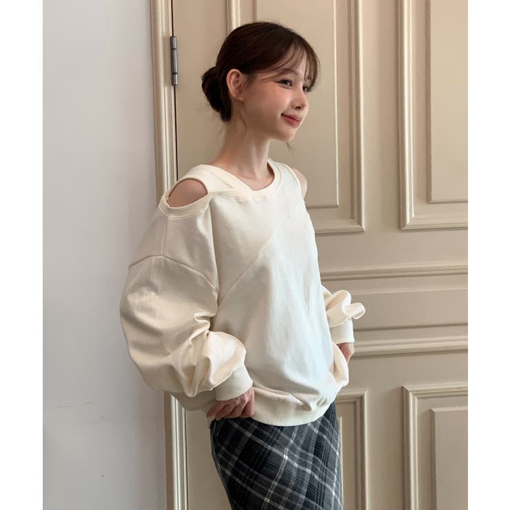 【着用動画あり 4色展開】ショルダーカットアウトスウェット 2025 | by muni:r | 詳細画像14 