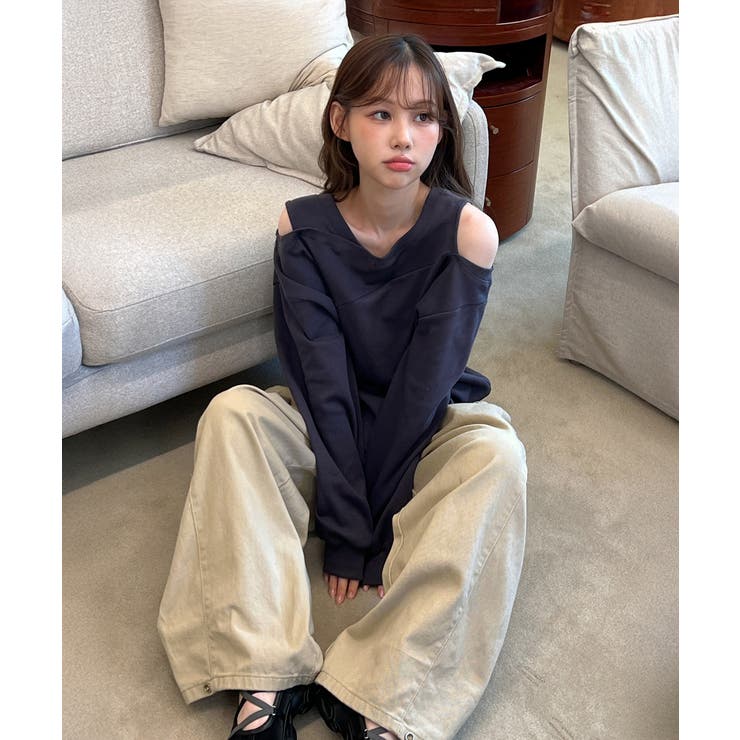 【着用動画あり 4色展開】ショルダーカットアウトスウェット 2025 | by muni:r | 詳細画像3 