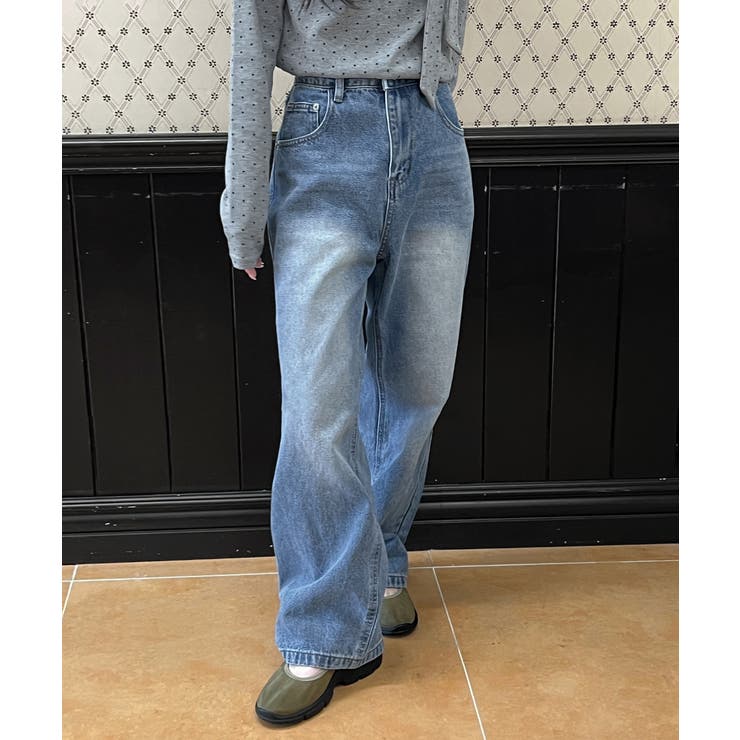 ブルー | ルーズフィットウォッシングデニムパンツ 2025 AW | by muni:r