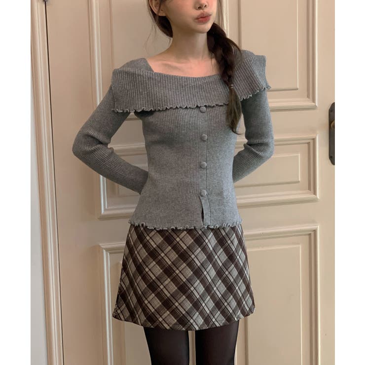 【着用動画あり 2サイズ 2色展開】ガーリーチェックAラインミニスカート | by muni:r | 詳細画像10 