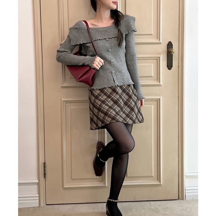 【着用動画あり 2サイズ 2色展開】ガーリーチェックAラインミニスカート | by muni:r | 詳細画像14 