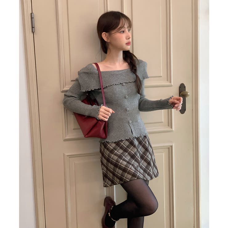 【着用動画あり 2サイズ 2色展開】ガーリーチェックAラインミニスカート | by muni:r | 詳細画像16 