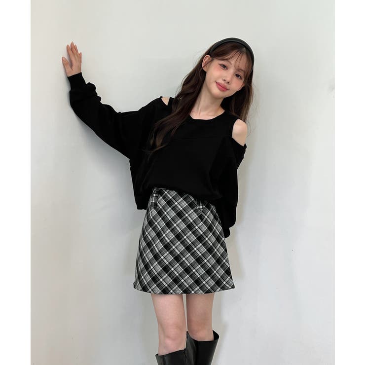 【着用動画あり 2サイズ 2色展開】ガーリーチェックAラインミニスカート | by muni:r | 詳細画像7 