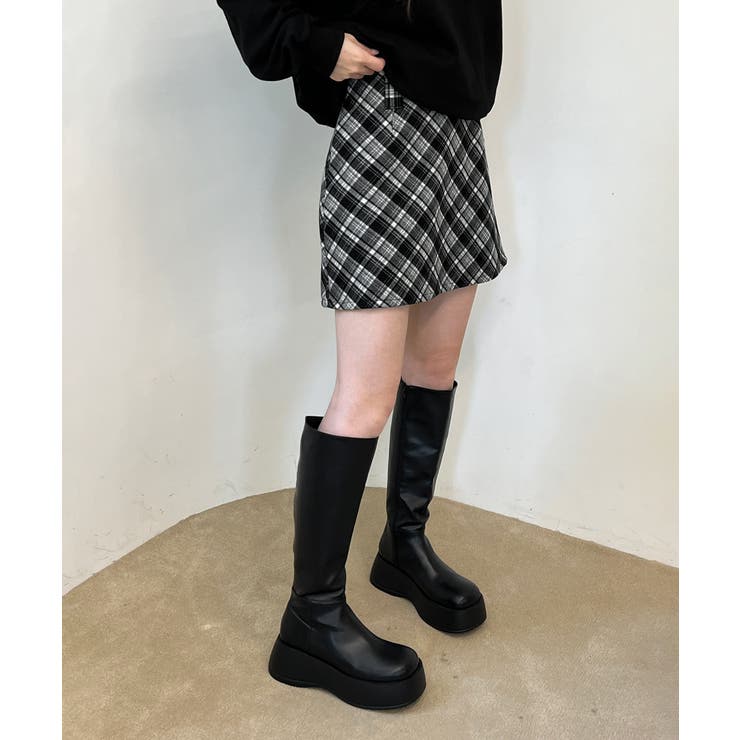 【着用動画あり 2サイズ 2色展開】ガーリーチェックAラインミニスカート | by muni:r | 詳細画像8 