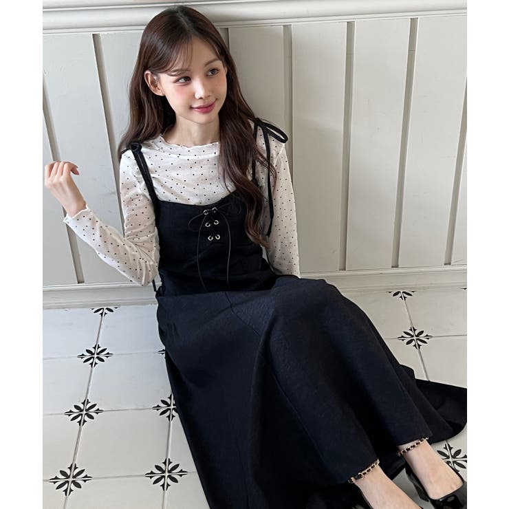 リボンデニムキャミロングワンピース/2025 AW COLLECTION | by muni:r | 詳細画像1 