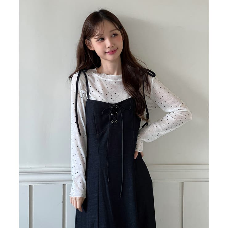 リボンデニムキャミロングワンピース/2025 AW COLLECTION | by muni:r | 詳細画像3 