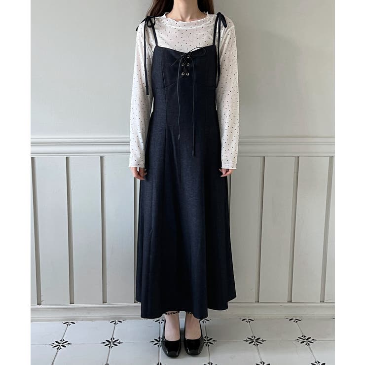 リボンデニムキャミロングワンピース/2025 AW COLLECTION | by muni:r | 詳細画像5 