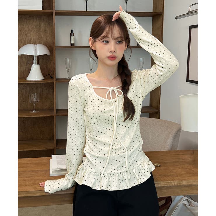 ドットリボンフリルTシャツ 2025 AW | by muni:r | 詳細画像1 