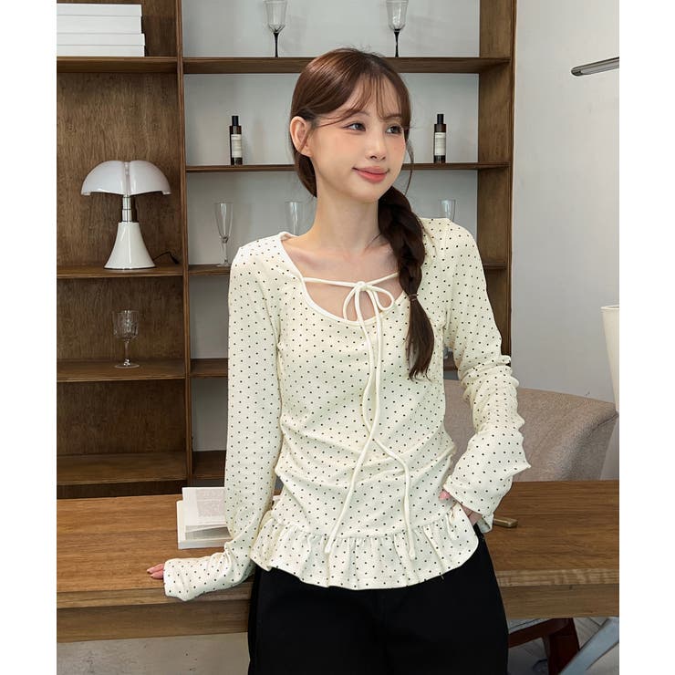 ドットリボンフリルTシャツ 2025 AW | by muni:r | 詳細画像2 