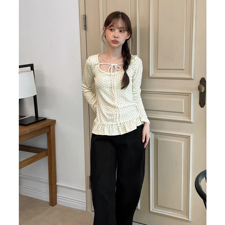 ドットリボンフリルTシャツ 2025 AW | by muni:r | 詳細画像4 