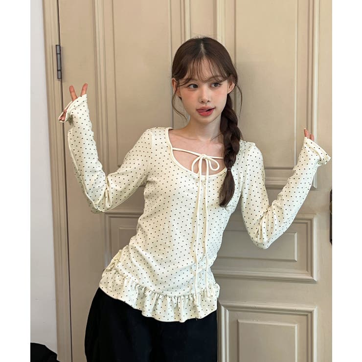 ドットリボンフリルTシャツ 2025 AW | by muni:r | 詳細画像6 