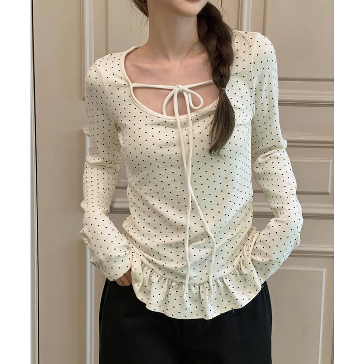 ドットリボンフリルTシャツ 2025 AW | by muni:r | 詳細画像7 