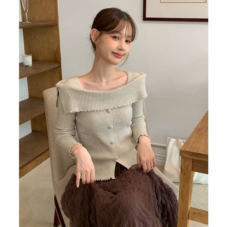 フリルオフショルダーニット/2025 AW COLLECTION | by muni:r | 詳細画像15 