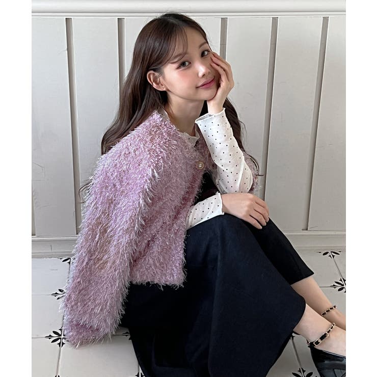 【着用動画あり 5色展開】シャイニーファークロップカーディガン 2025 | by muni:r | 詳細画像18 