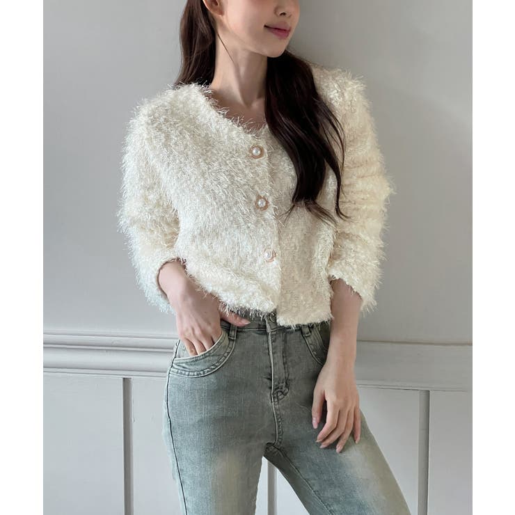 【着用動画あり 5色展開】シャイニーファークロップカーディガン 2025 | by muni:r | 詳細画像2 