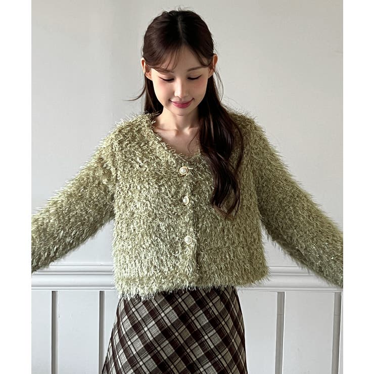 【着用動画あり 5色展開】シャイニーファークロップカーディガン 2025 | by muni:r | 詳細画像26 