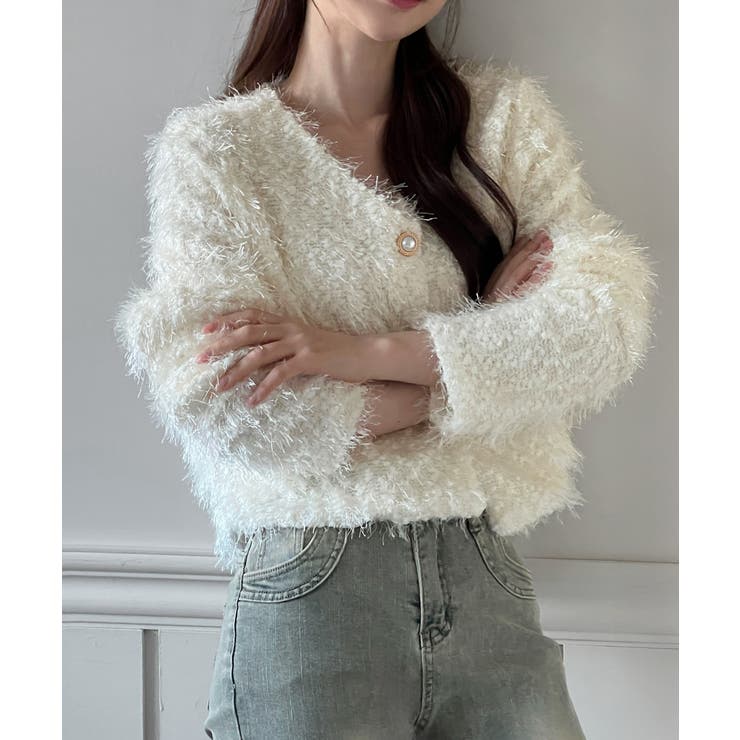 【着用動画あり 5色展開】シャイニーファークロップカーディガン 2025 | by muni:r | 詳細画像3 