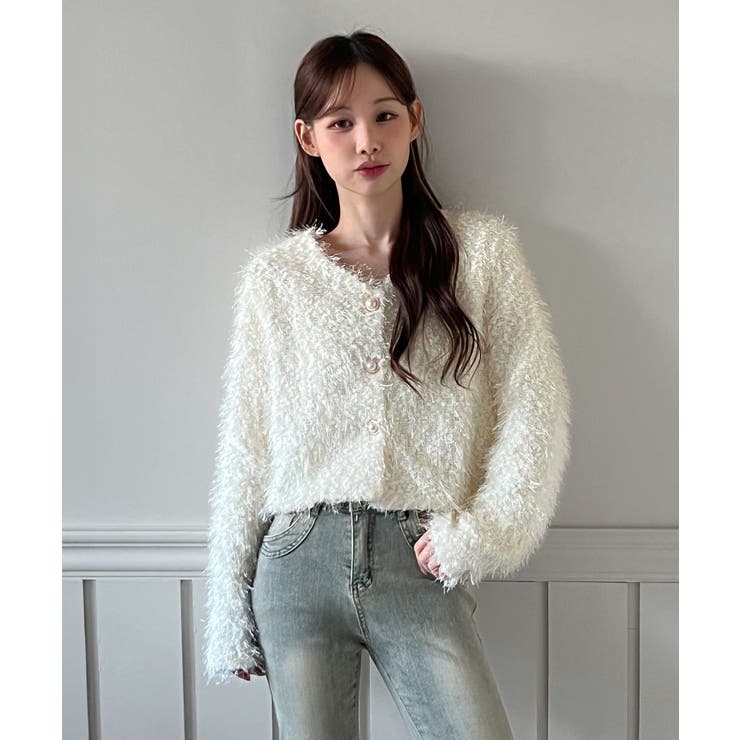 【着用動画あり 5色展開】シャイニーファークロップカーディガン 2025 | by muni:r | 詳細画像4 