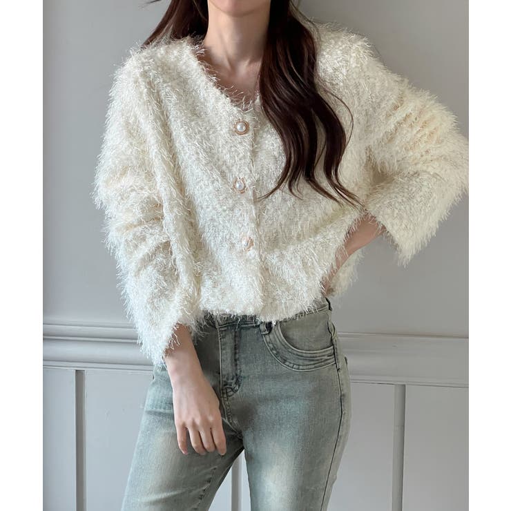 【着用動画あり 5色展開】シャイニーファークロップカーディガン 2025 | by muni:r | 詳細画像5 