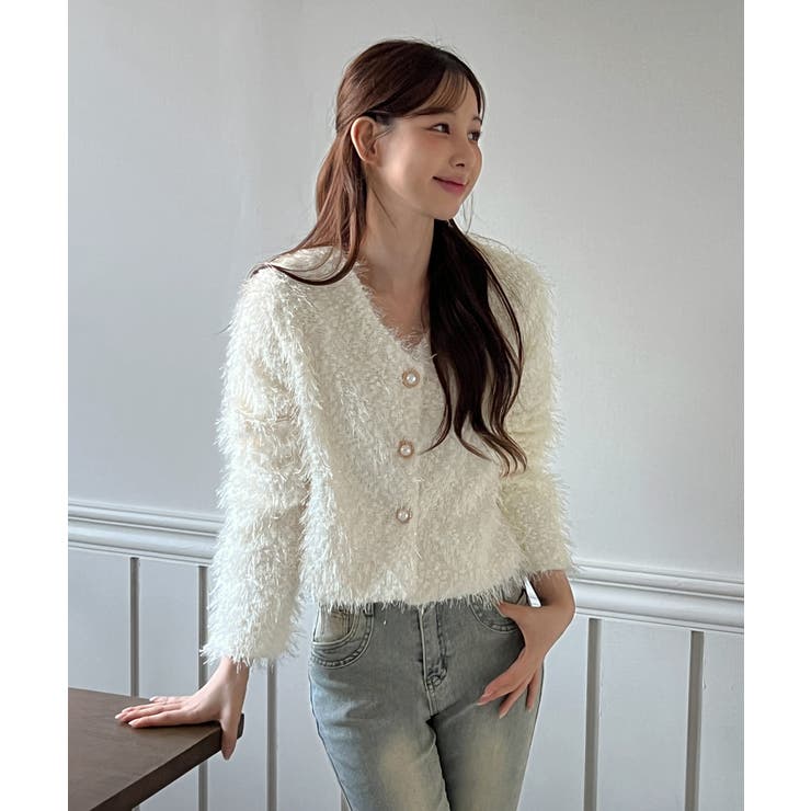 【着用動画あり 5色展開】シャイニーファークロップカーディガン 2025 | by muni:r | 詳細画像8 