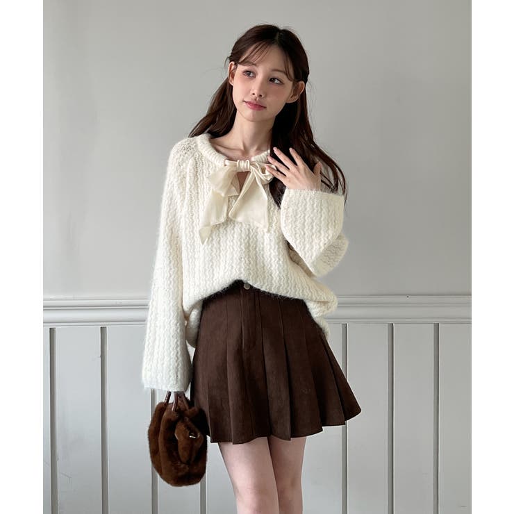 【着用動画あり 2色展開】リボンストラップポイントニット 2025 | by muni:r | 詳細画像12 