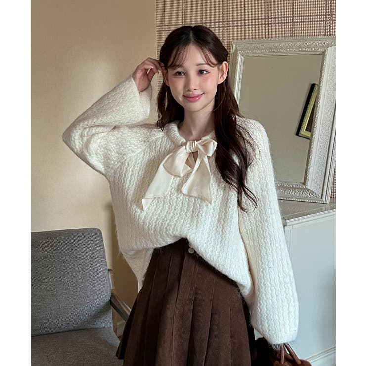 【着用動画あり 2色展開】リボンストラップポイントニット 2025 | by muni:r | 詳細画像18 