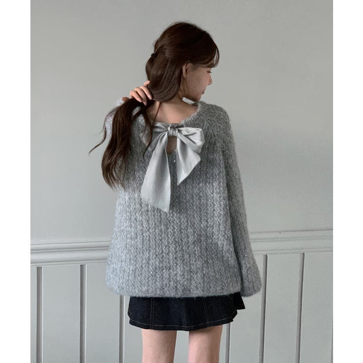 【着用動画あり 2色展開】リボンストラップポイントニット 2025 | by muni:r | 詳細画像6 