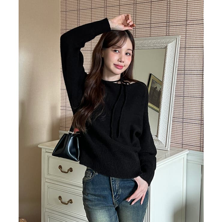 【3WAY 着用動画あり 4色展開】ストラップオフショルダーニット | by muni:r | 詳細画像19 