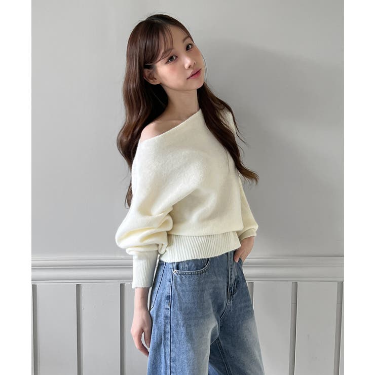 【3WAY 着用動画あり 4色展開】ストラップオフショルダーニット | by muni:r | 詳細画像2 